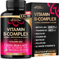 NUTRAHARMONY Complejo de Vitamina B con Riboflavina B2, B12, B1, B3, B5, B6, B7, B8, B9, Vitamina C, Colina, Inositol – 120 Cápsulas Veganas
