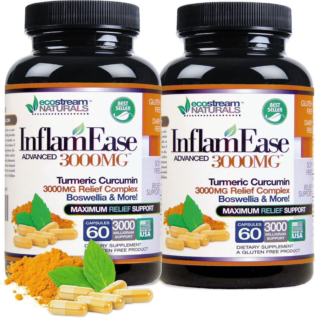 Advanced InflamEase con Cúrcuma, Enzimas y Boswellia - Pack de 2 (Vegetariano)