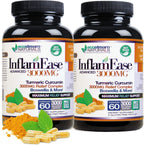 Advanced InflamEase con Cúrcuma, Enzimas y Boswellia - Pack de 2 (Vegetariano)
