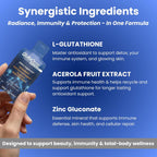 GlutaDose Suplemento Líquido de Glutatión con Acerola y Zinc, Sabor Limón-Arándano, 30 Viales