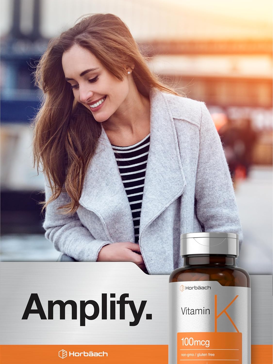 Horbäach Vitamina K Suplemento | 100mcg | 120 Comprimidos | Vegetariano, Sin Gluten y No GMO