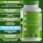 Multivitamínico Diario para Hombres con Vitaminas, Minerales y Alimentos Integrales Orgánicos - 90 Cápsulas