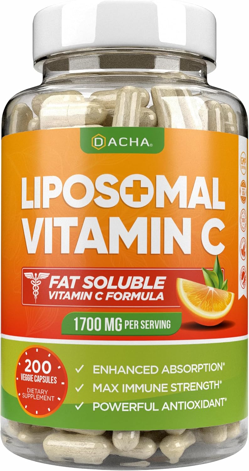 DACHA Vitamina C Liposomal Natural - 1700 mg, 200 Cápsulas - Alta Absorción, Vegano