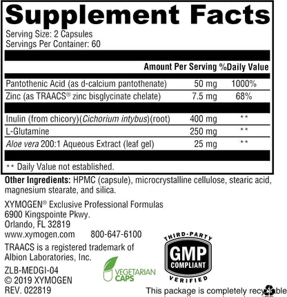 XYMOGEN MedCaps GI - L-Glutamina, Zinc e – Zinc: El zinc contribuye al funcionamiento normal del sistema – Image 2
