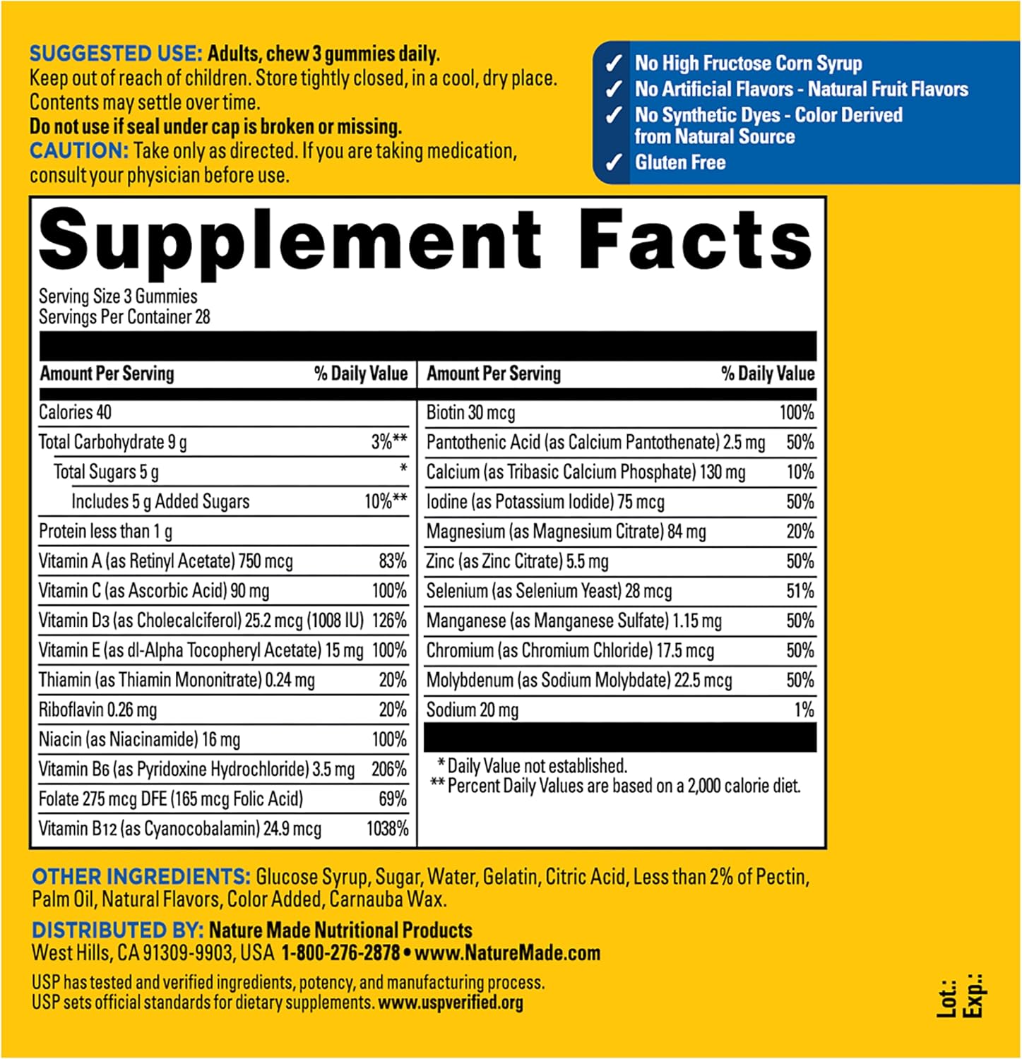 Nature Made Advanced Multivitamin Gummies 50+ para Él - 84 Gominolas