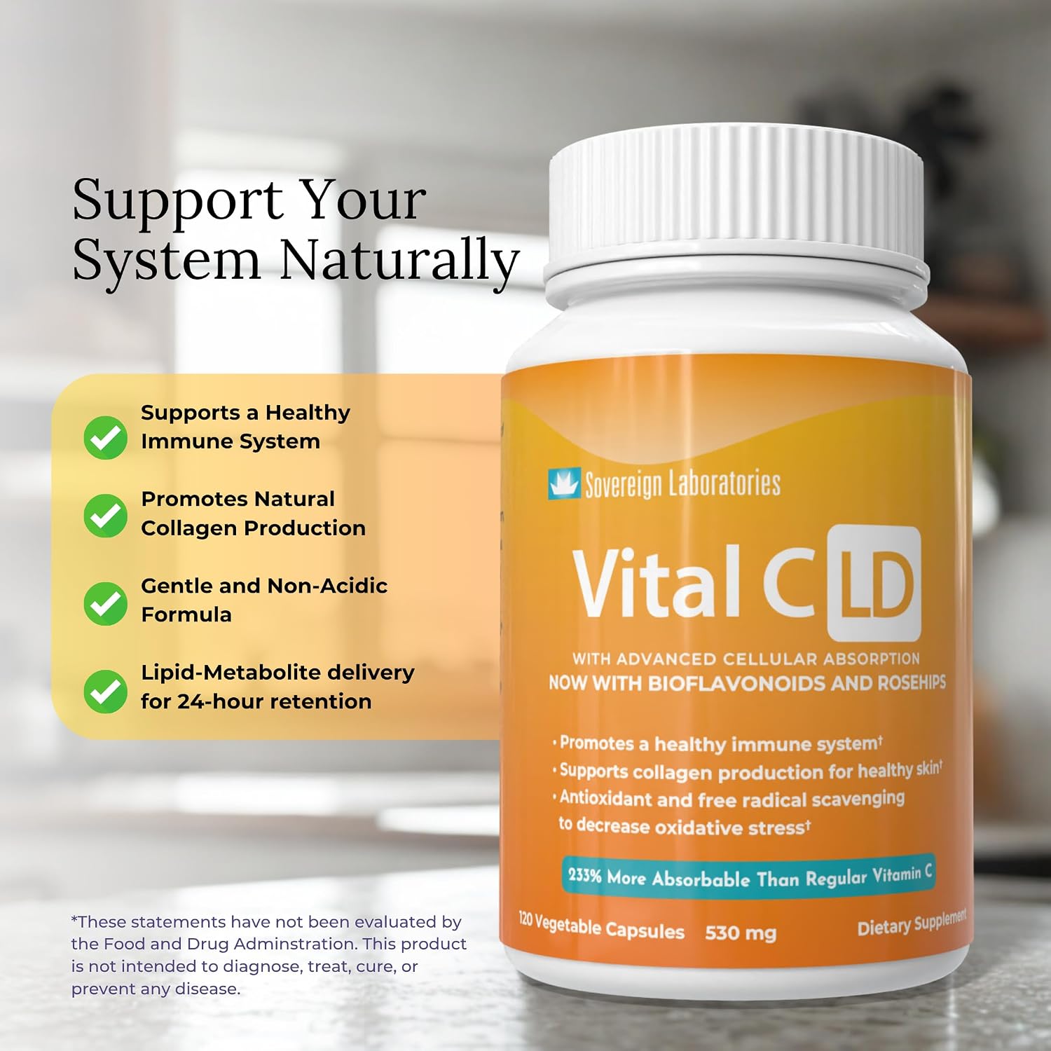 Vital C-LD - Vitamina C Liposomal - 530mg Cápsulas - 120 Unidades