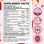 CFILIHTC Complejo B Líquido, Gotas de Vitaminas B con B1, B2, B3, B5, B6, B7, B9 y Metil B12 - Sabor Fresa, Vegano