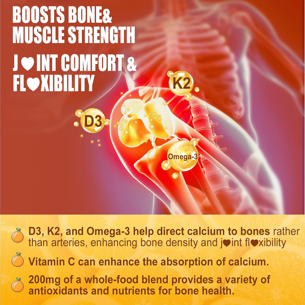 Gominolas de Vitamina D3 K2 5000IU con Omega-3, K2 MK-7 100mcg, Vitamina C, Zinc y 5 Vegetales Orgánicos - Nextdia