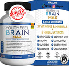 Youthfeel Brain Max Extra Strength Fórmula de Concentración y Claridad Cognitiva, 60 Cápsulas