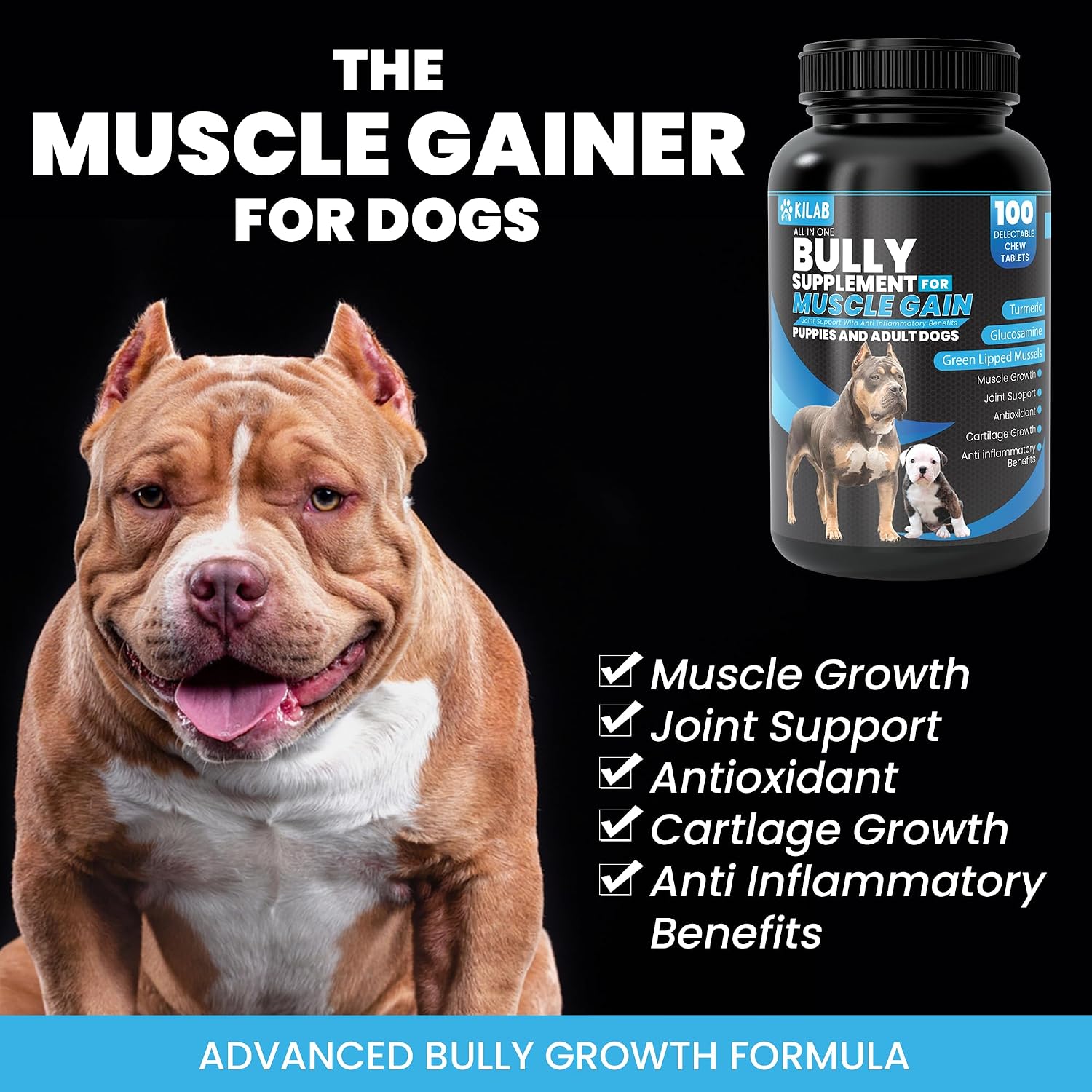 Kilab Dog Weight Gainer – 100 Comprimidos Masticables para Perros