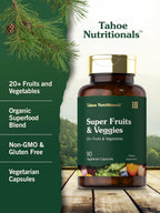 Tahoe Nutritionals Super Fruits and Veggies Cápsulas - 90 Cápsulas - Complemento Vegetariano, No Transgénico y Sin Gluten