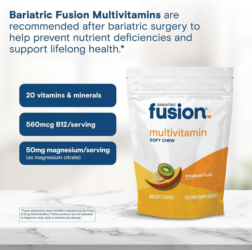 Bariatric Fusion Multivitamínico en Gominola Blanda para Cirugía Bariátrica - Sabor Fruta Tropical - 60 Unidades (1 Mes)