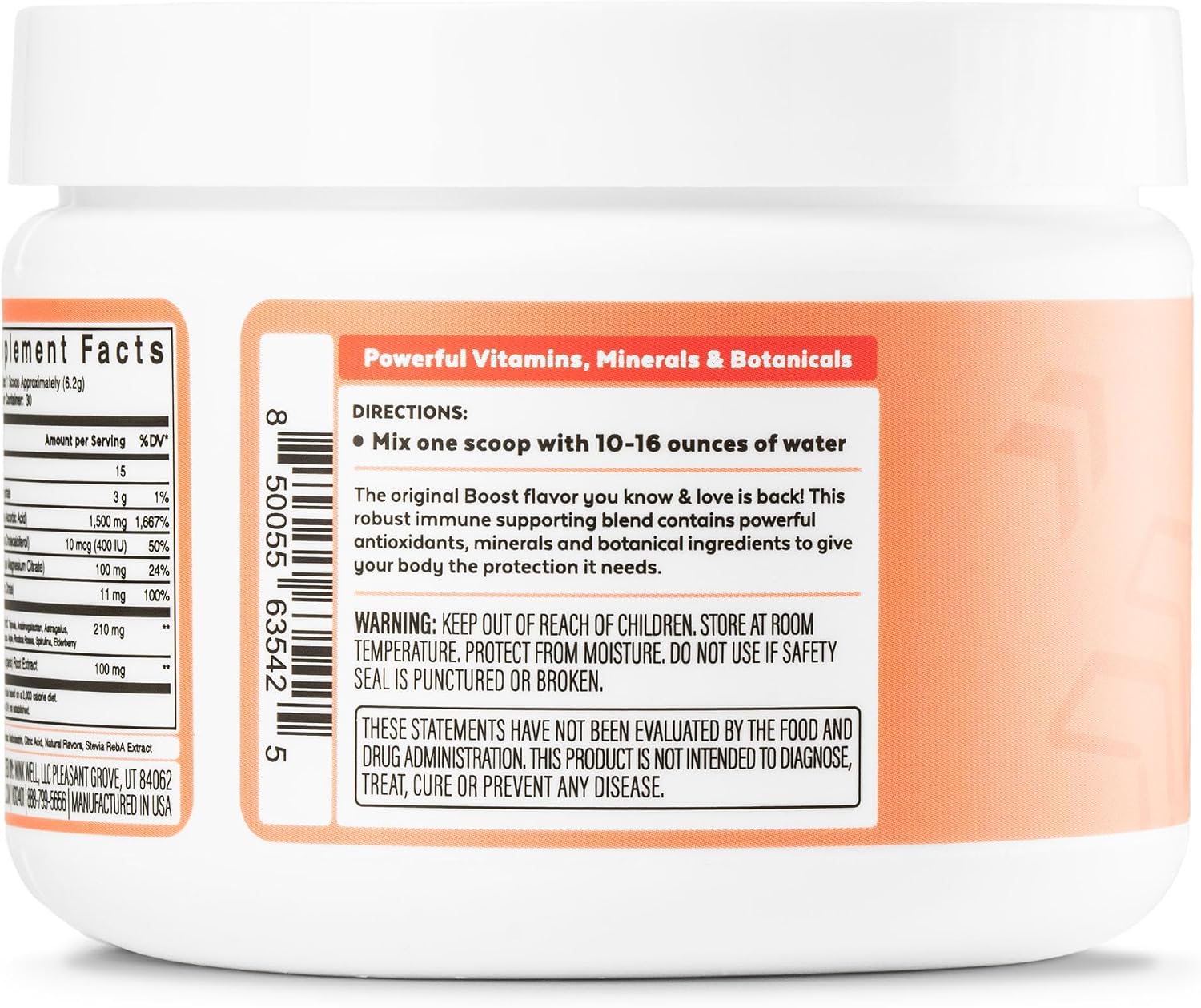 Wink Well Boost Vitamina C en Polvo con D3, Magnesio y Zinc - 30 Sobres