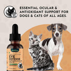 Eye Defense Support para Perros y Gatos, 59 ml - Fabricado en EE. UU. Mezcla Herbal Orgánica de Arándano y Caléndula, Sin Alcohol