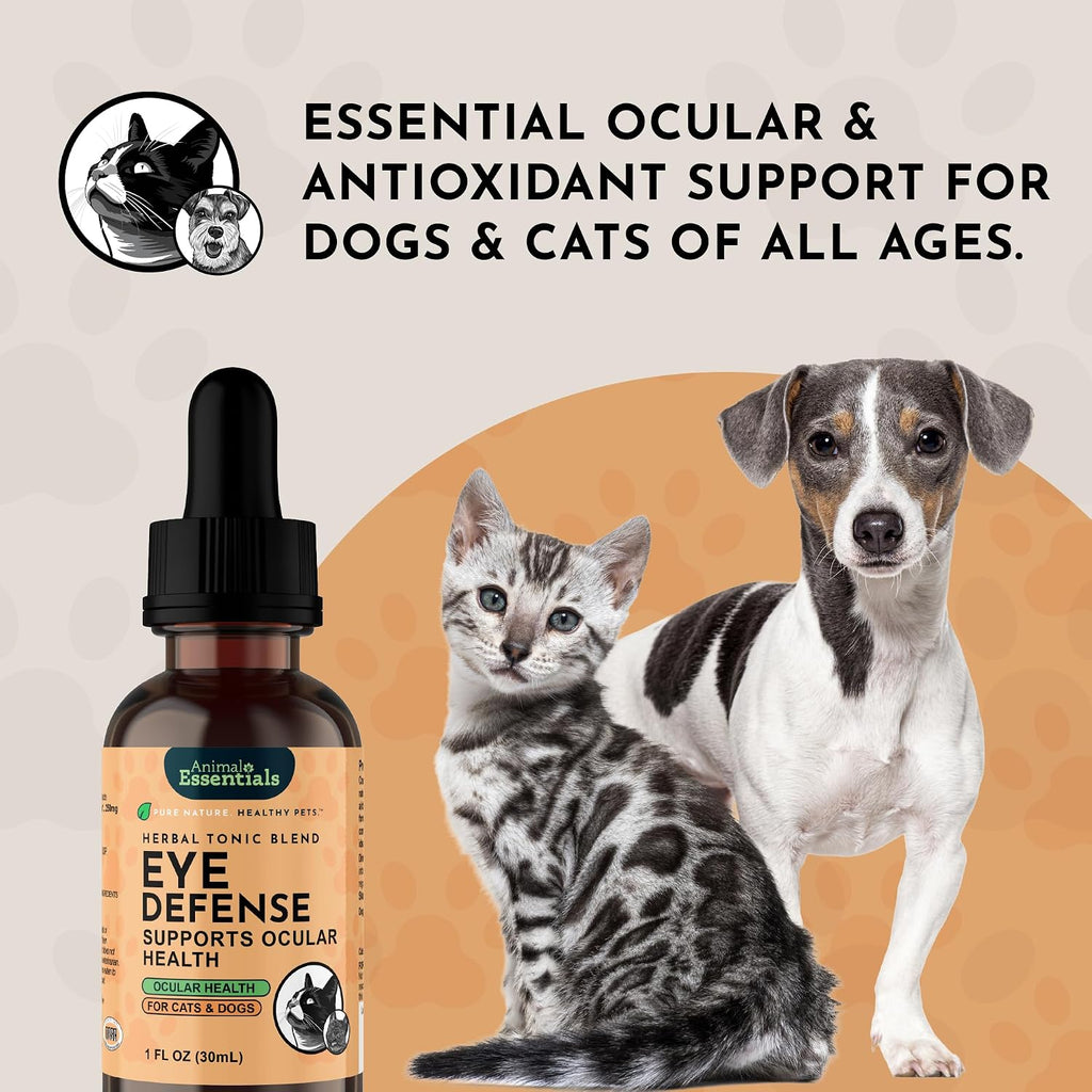 Animal Essentials Eye Defense Support for Dogs and Cats, 30 ml - Organic Bilberry and Marigold Herbal Blend, Alcohol-Free