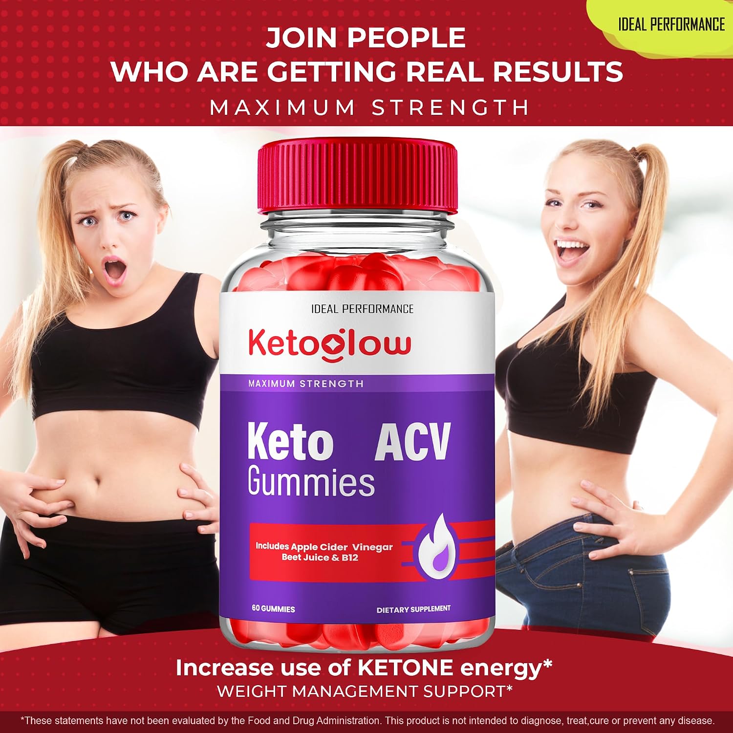 Keto Glow ACV Gummies, Gominolas Keto con Vinagre de Manzana - Fórmula Avanzada (3 Paquetes)