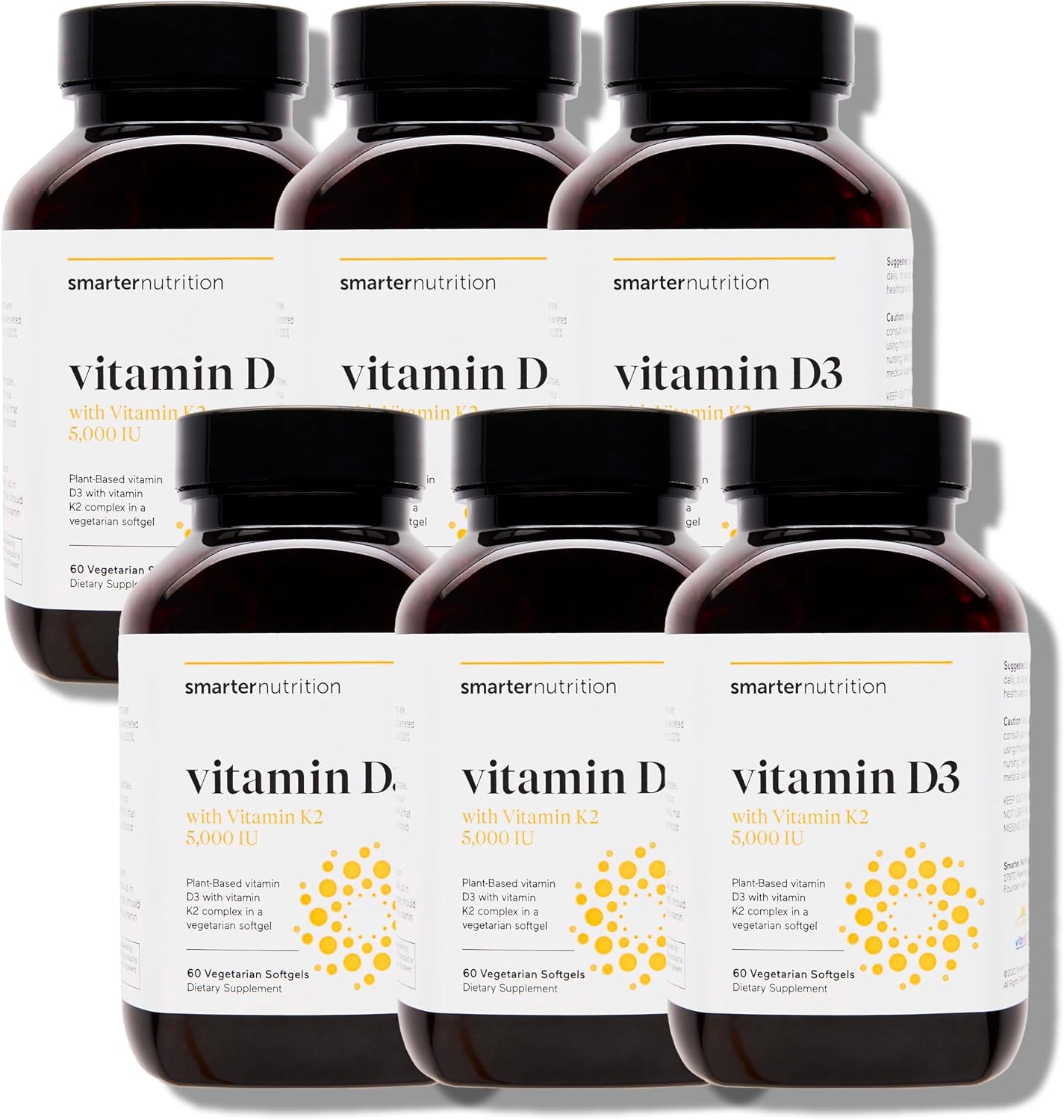 SMARTERNUTRITION Vegan Vitamin D3 5000 UI + K2 1100 mcg - 360 Cápsulas