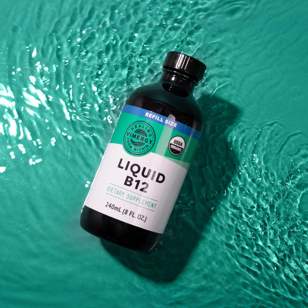 Vimergy Liquid B12 Refill – Suplemento de Vitamina B12 Líquida – Metilcobalamina y Adenosilcobalamina – Absorción Rápida – Energía y Cerebro – Orgánico y Vegano – 240 ml (240 Servicios)