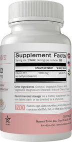 Vitamina B12 Metilcobalamina 1000 mcg, 365 Comprimidos Masticables Sabor Cereza