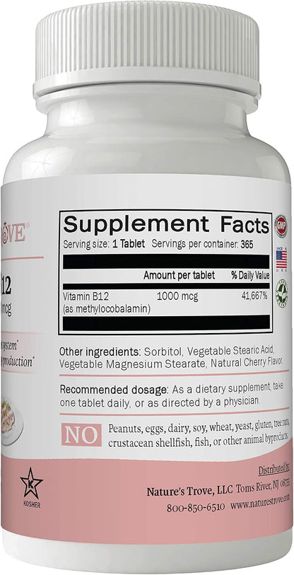 Vitamina B12 Metilcobalamina 1000 mcg, 365 – Formación de glóbulos rojos: Es necesaria para la producción adecuada – Image 2