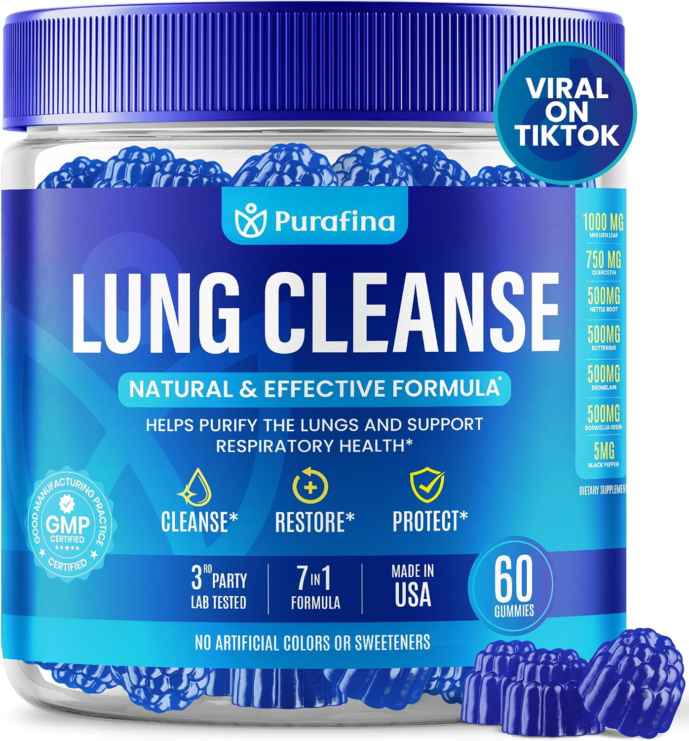 Purafina Lung Cleanse Gummies 7 en 1 - 60 Gominolas
