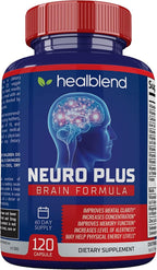 Neuro Plus Brain & Focus Formula - Nootrópico para Cerebro, Concentración y Claridad Mental - 120 Cápsulas