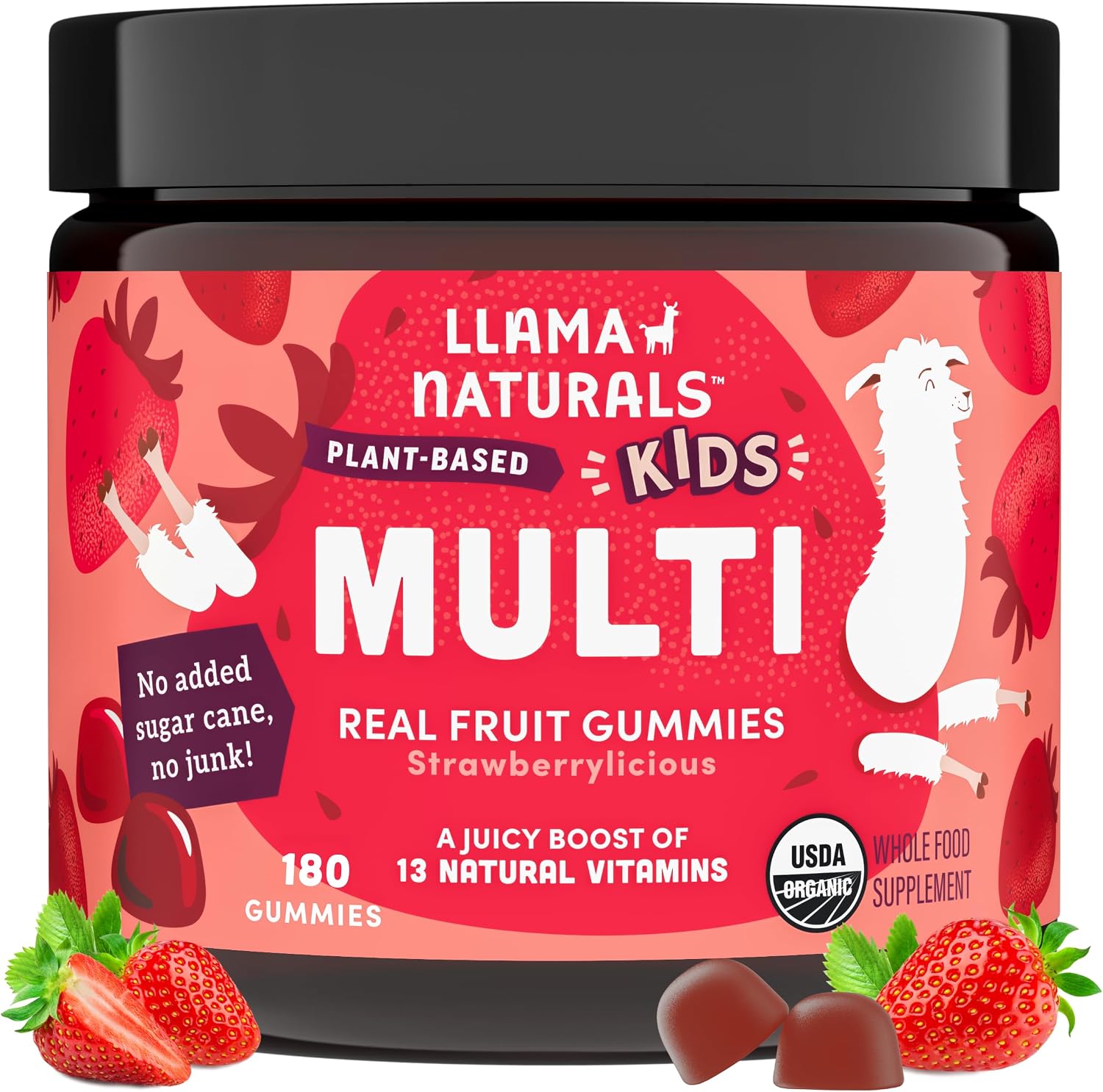 Llama Naturals Gomitas Multivitamínicas para Niños - Fresa, 180 uds