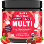 Llama Naturals Multivitamínico Infantil - Gomitas de Fruta Real, Sin Azúcar, Orgánico y Vegano - 90 Gomitas Sabor Cereza