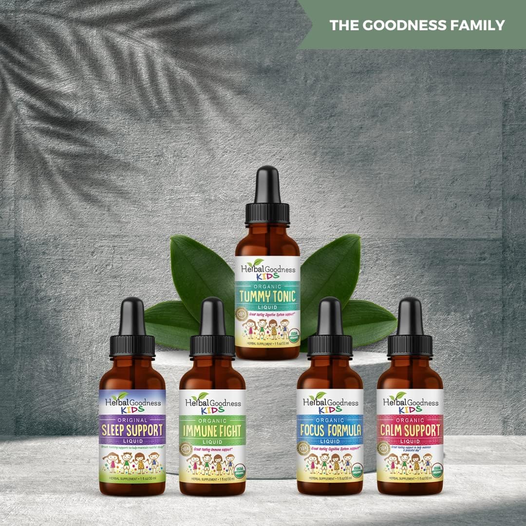 Herbal Goodness Kids Focus Formula - Gotas Líquidas para la Concentración Infantil con Ashwagandha y Moringa