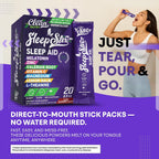 Clean Nutraceuticals Sleep Aid – Polvo de Melatonina con Triptófano, Glicina, Valeriana, Magnesio, L-teanina, Zinc, Inositol, GABA, B6, 5-HTP – 20 Sticks
