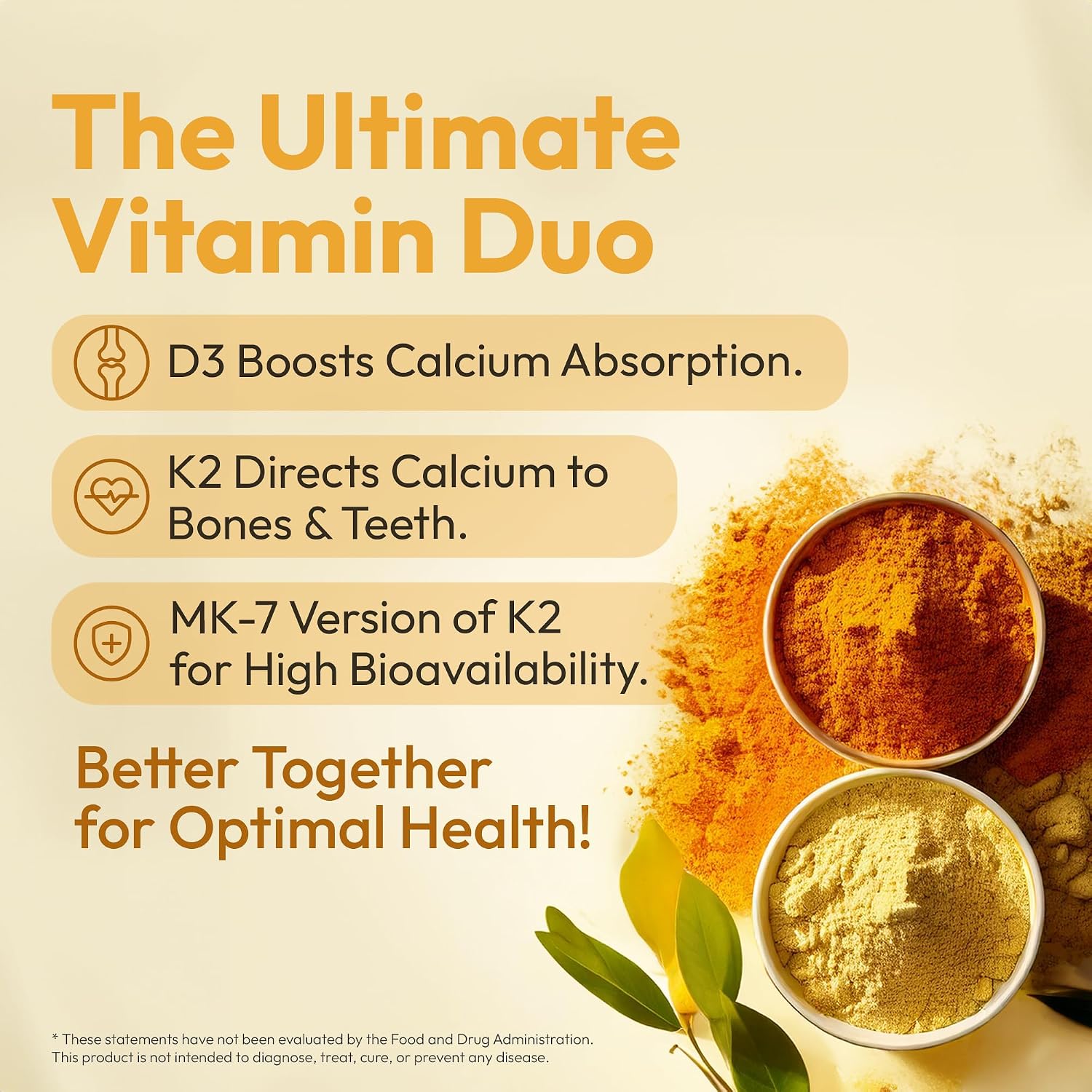 Vitamina D3 K2 5000 UI con MK7 (180 mcg) - Suplemento Natural para Huesos, Corazón e Inmunidad - Cápsulas Veganas - 60 Cápsulas