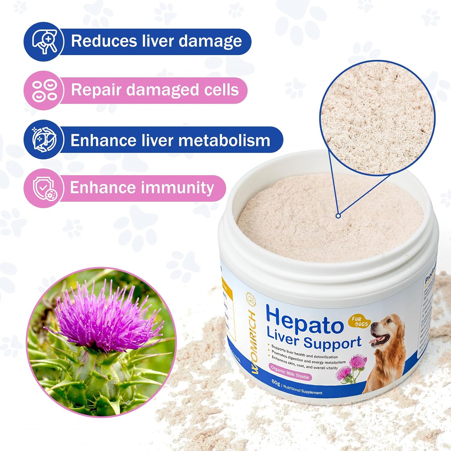 Hepato Liver Support for Dogs – Cardo Mariano con Complejo B (60g)
