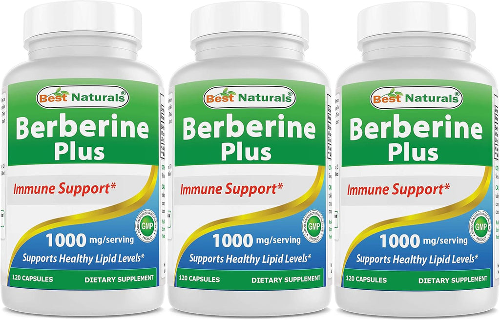 Berberine Plus 1000 mg por ración, 120 cápsulas (Pack de 3) - Best Naturals