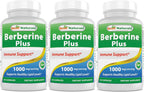 Berberine Plus 1000 mg por ración, 120 cápsulas (Pack de 3) - Best Naturals