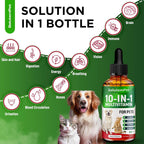 Multivitamínico Líquido para Perros y Gatos 10 en 1 - Vitaminas C, D3, Grupo B, Glucosamina, Arándano - Sabor a Carne - 60 ml