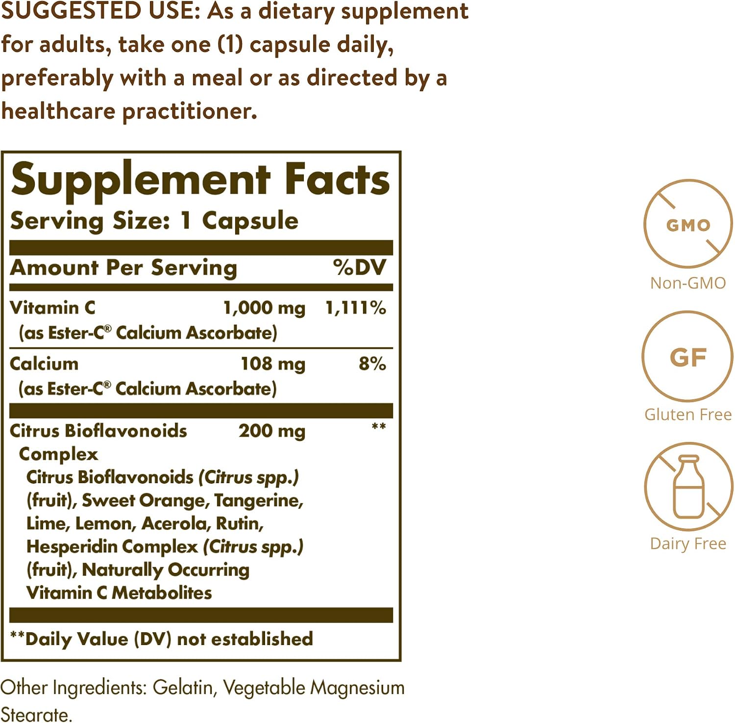 Solgar Ester-C Plus 1000 mg Vitamina C, 50 Cápsulas (Discontinuado)