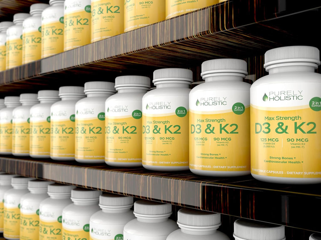 Vitamina D3 y K2, 5000 UI + 90 mcg, 150 Cápsulas