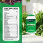 Greens+ Cápsulas de Superalimentos Orgánicos - Espirulina y Clorela Orgánicas con Alfalfa y Pasto de Trigo - 240 Cápsulas
