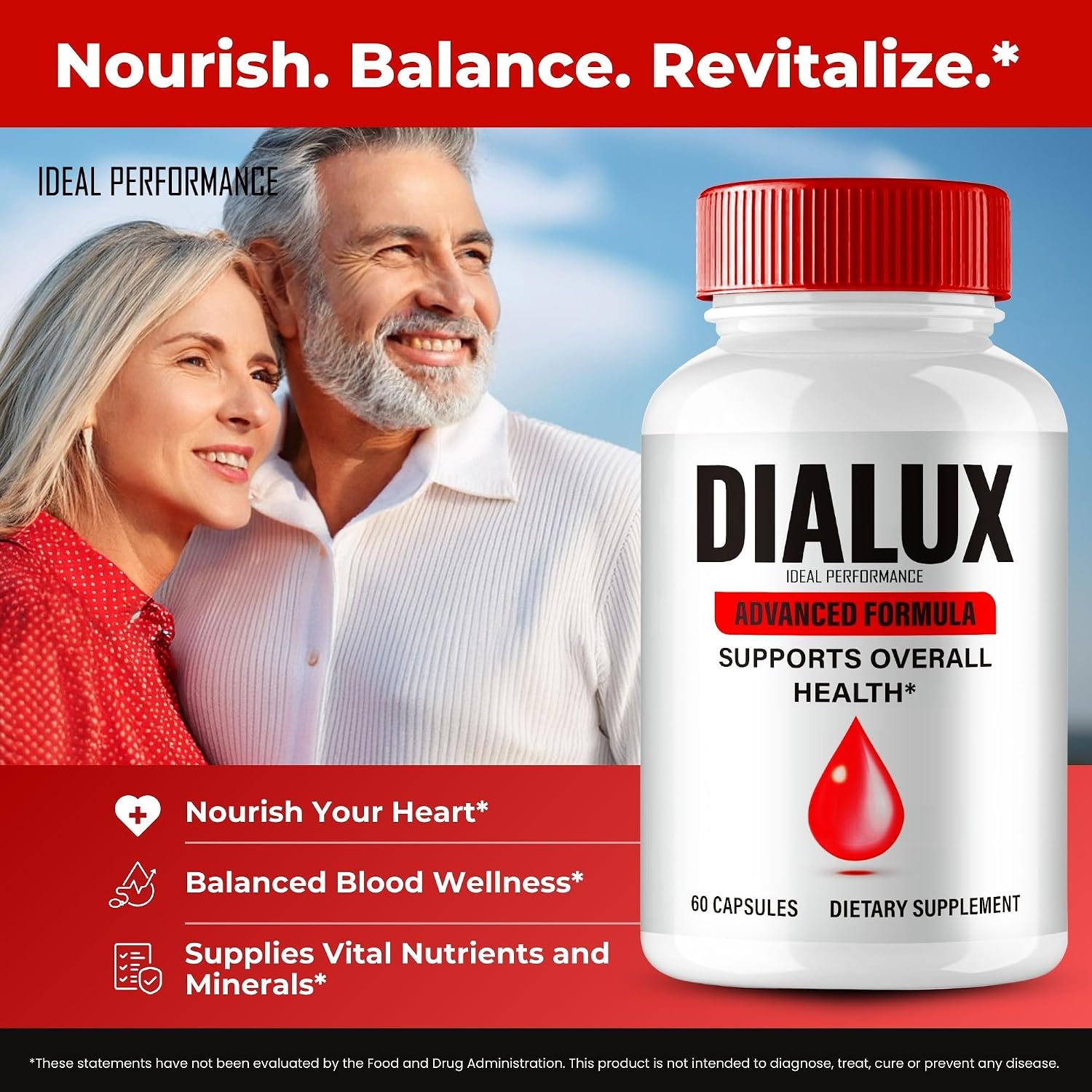 IDEAL PERFORMANCE Dialux Blood Capsules, Suplemento para Circulación y Niveles Estables, 2 Envases