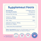 JoySpring Vitamina C y Zinc para Niños con Saúco, Suplemento Líquido | Sin Alcohol | 3+ Años (60 ml, 30 Dosis)