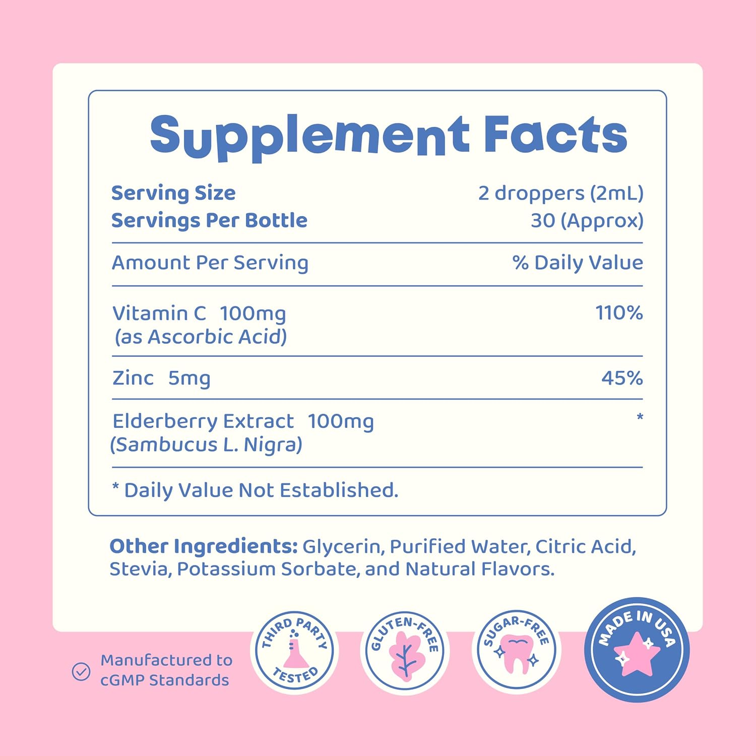 JoySpring Vitamina C y Zinc para Niños con Saúco, Suplemento Líquido | Sin Alcohol | 3+ Años (60 ml, 30 Dosis)