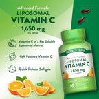 Nature's Truth Vitamina C Liposomal, 1650 mg, 60 Cápsulas Blandas - No OGM y Sin Gluten