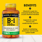 MASON NATURAL Vitamina B1 Tiamina 250 mg, 100 Comprimidos