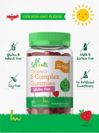 Carlyle Kids B Complex Gummies | 90 Gominolas | Con Vitaminas B1, B2, B6, B12 y Extracto de Ashwagandha | Sabor Melocotón y Frambuesa | Vegano, Sin Gluten y No-GMO
