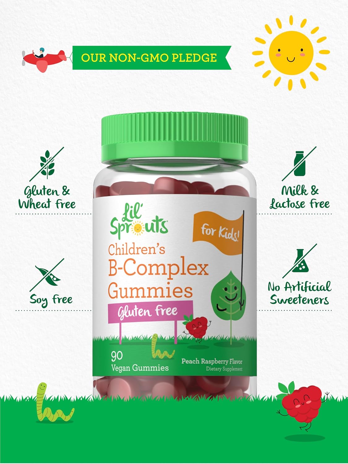 Carlyle Kids B Complex Gummies | 90 Gominolas | Con Vitaminas B1, B2, B6, B12 y Extracto de Ashwagandha | Sabor Melocotón y Frambuesa | Vegano, Sin Gluten y No-GMO