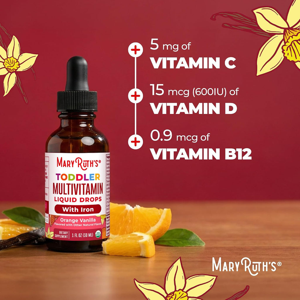 MaryRuth's Multivitamínico Infantil con Hierro Orgánico - Gotas Líquidas para Niños de 1 a 3 Años, 30 ml