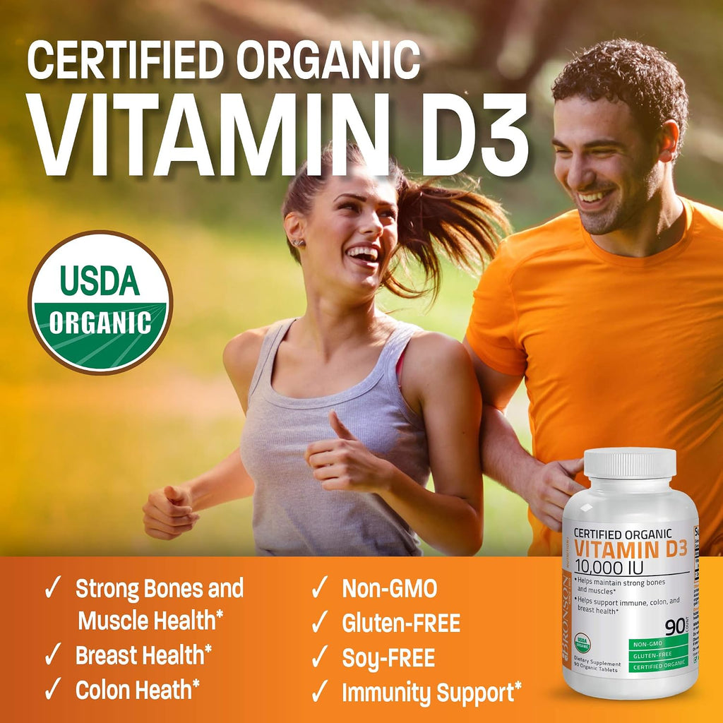 Bronson Vitamina D3 10,000 UI Suplemento Orgánico No-GMO, 90 Comprimidos