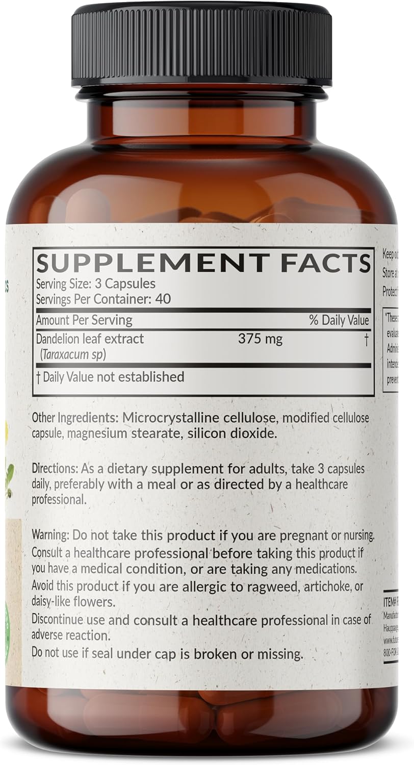 Extracto de Diente de León Futurebiotics, Hierba Diurética Tradicional, No OGM, 120 Cápsulas Vegetales