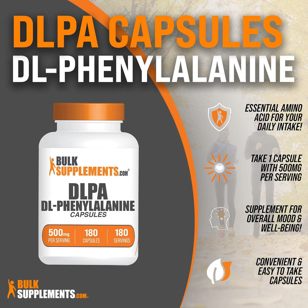 Cápsulas de DL-Fenilalanina - DLPA 500mg - Sin Gluten - 180 Cápsulas