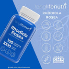 LongLifeNutri Rhodiola Rosea 1000mg, 180 Cápsulas Vegetarianas – Adaptógeno Natural, No Transgénico